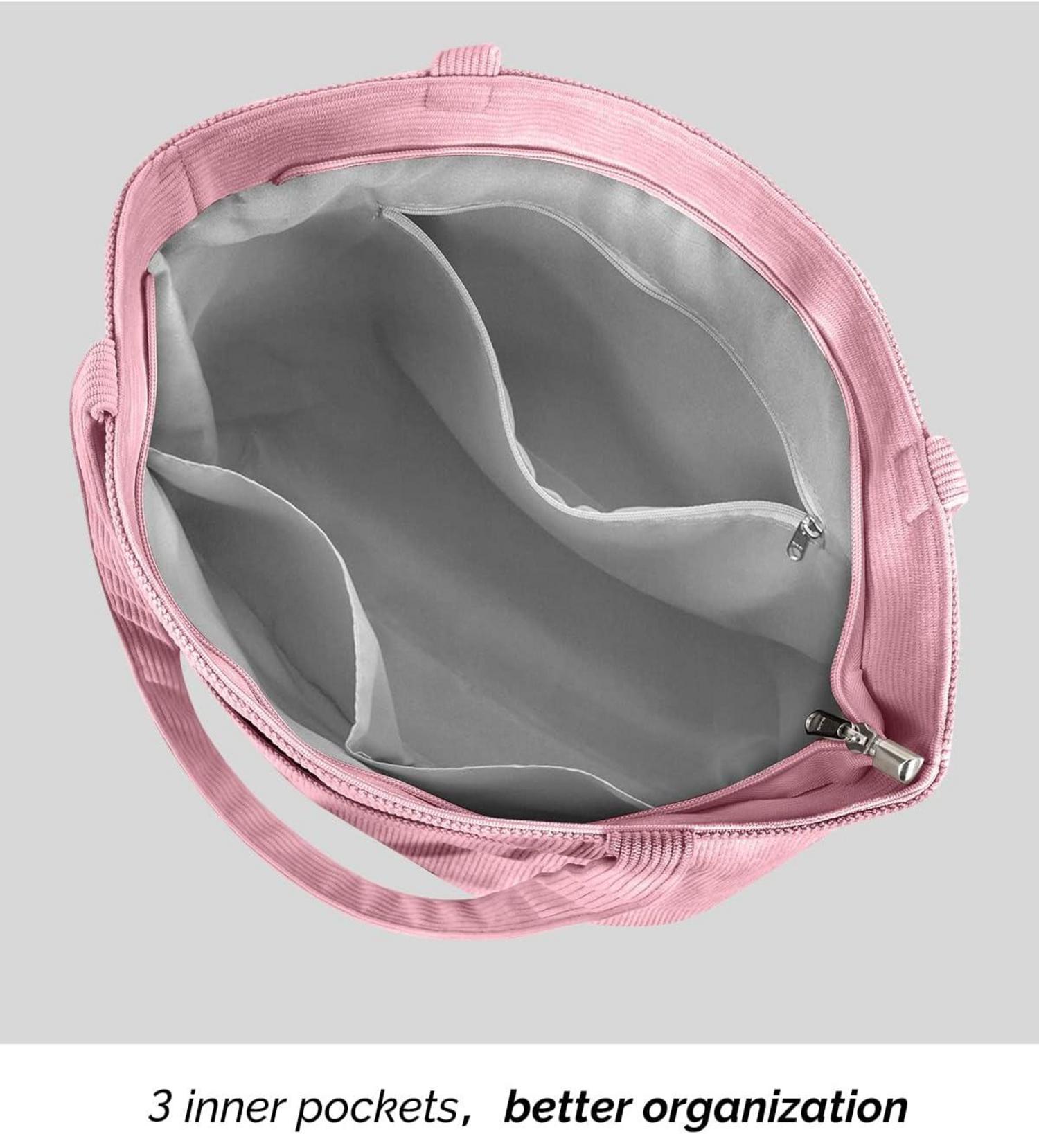 Prite Damen Handtasche Tote Bag Cord Umhängetasche Beuteltasche - Rosa