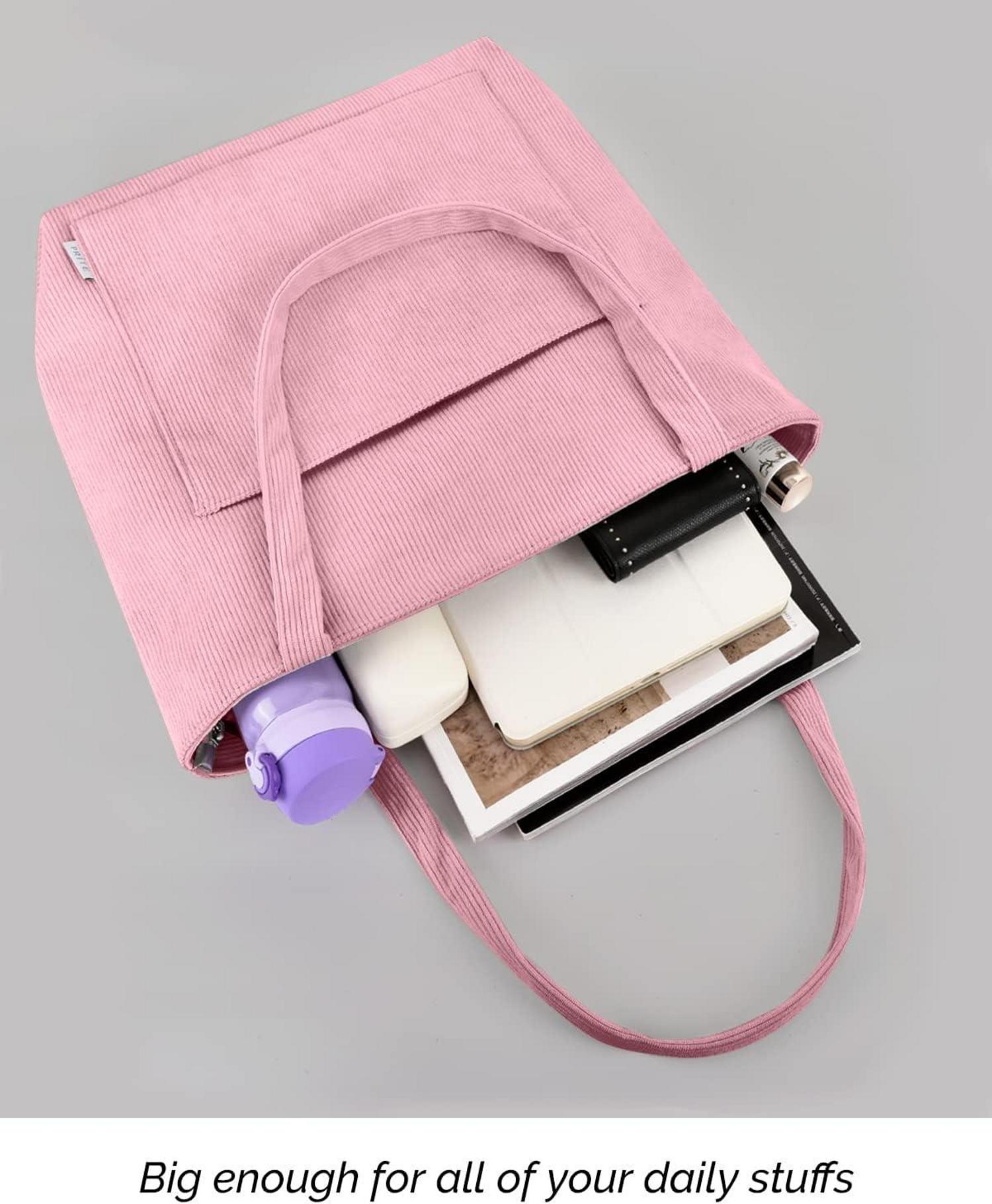 Damen Handtasche Groß Umhängetasche Cord Beuteltasche Rosa