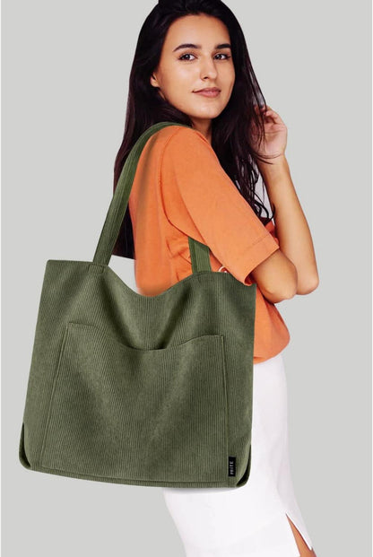 Prite Handtasche Damen Groß Umhängetasche Cord Beuteltasche
