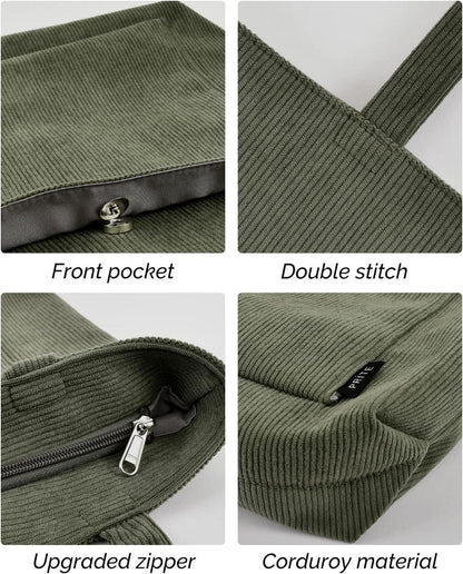 Damen Handtasche Große Tote Bag Umhängetasche Cord Stofftasche
