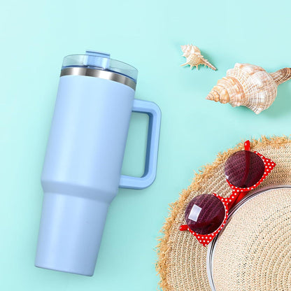 40oz Edelstahl Trinkbecher mit Deckel, Strohhalm & Henkel