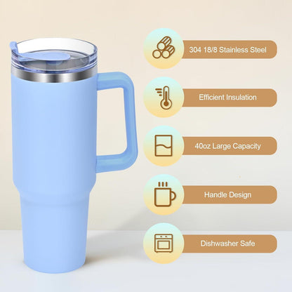 Trinkbecher Edelstahl Thermobecher 40oz 1200ml mit Deckel Strohhalm