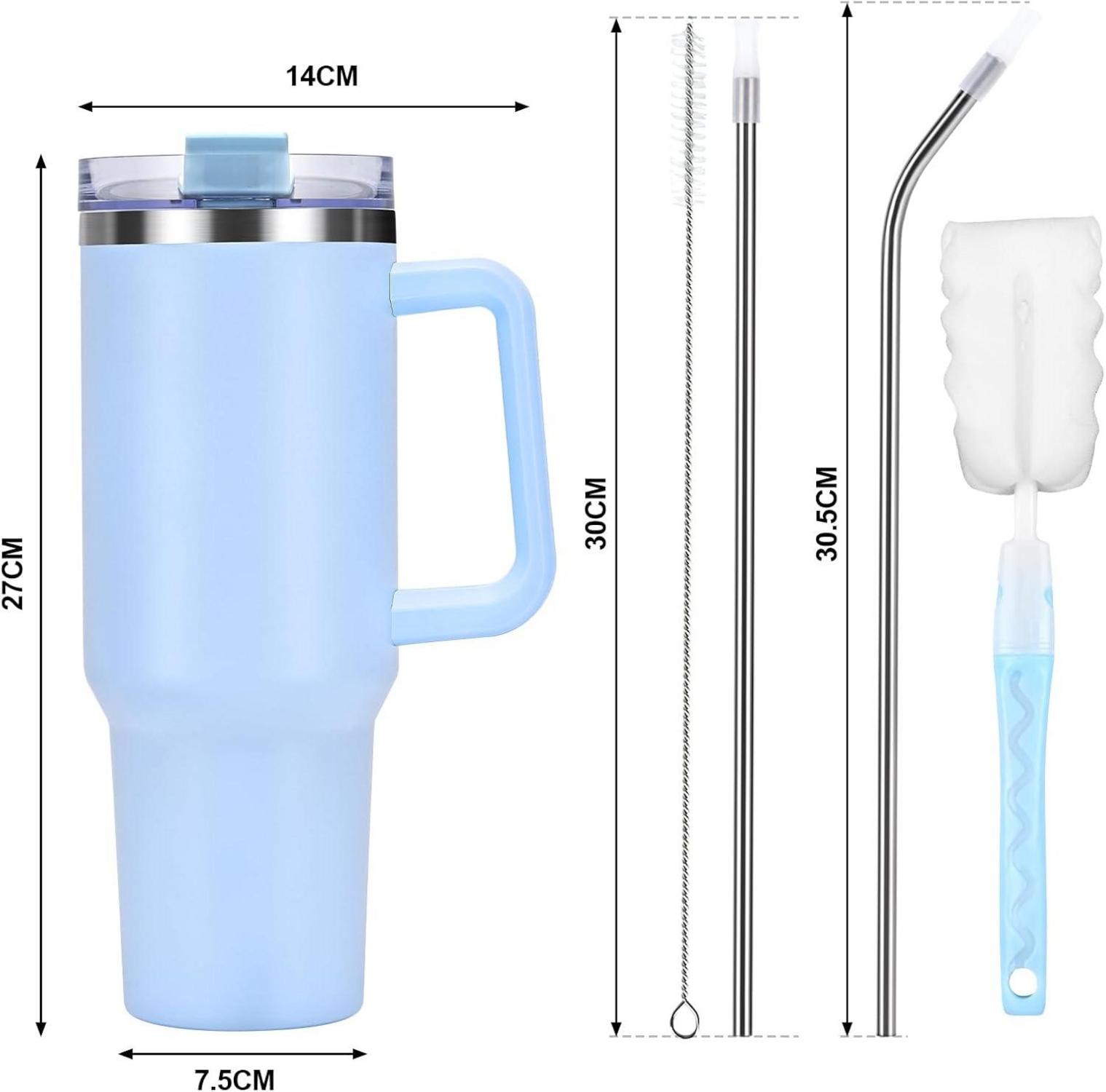 Livole 40oz Edelstahl Trinkbecher Thermobecher Deckel Strohhalm
