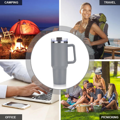 Livole 40oz Trinkbecher mit Deckel und Strohhalm, Edelstahl Thermobecher Henkel, Doppelwandig Kaffeebecher to go, Vakuum Isolierter Tumbler