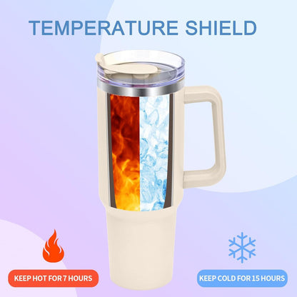 Livole 40oz Edelstahl Thermobecher mit Strohhalm und Deckel, Trinkbecher 1200ml