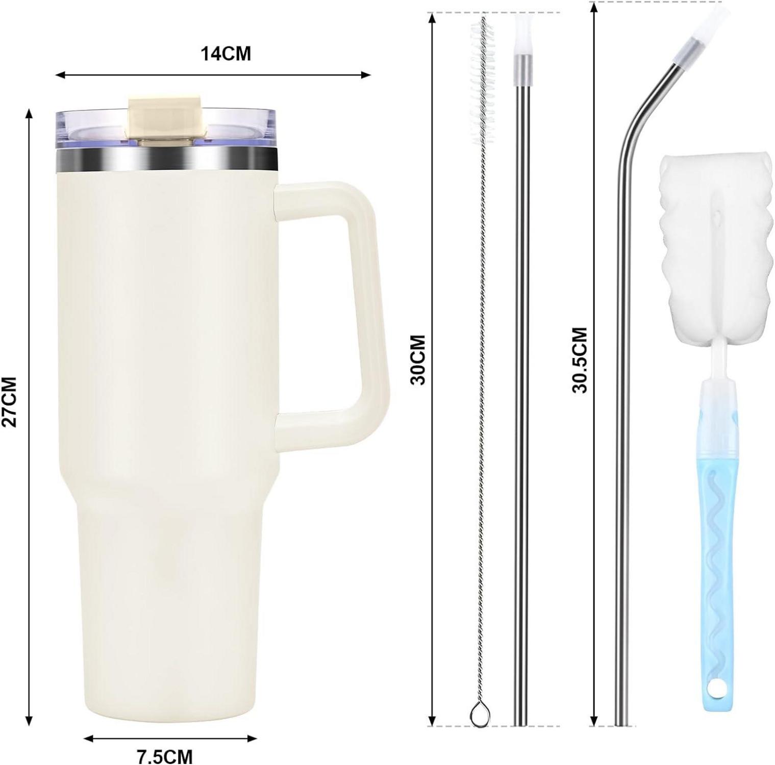 Livole 40oz Edelstahl Thermobecher mit Strohhalm und Deckel, Trinkbecher 1200ml