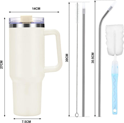 Livole 40oz Edelstahl Thermobecher mit Strohhalm und Deckel, Trinkbecher 1200ml