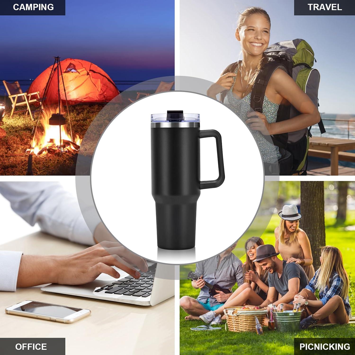 Livole 40oz Trinkbecher Edelstahl Thermobecher mit Strohhalm Henkel