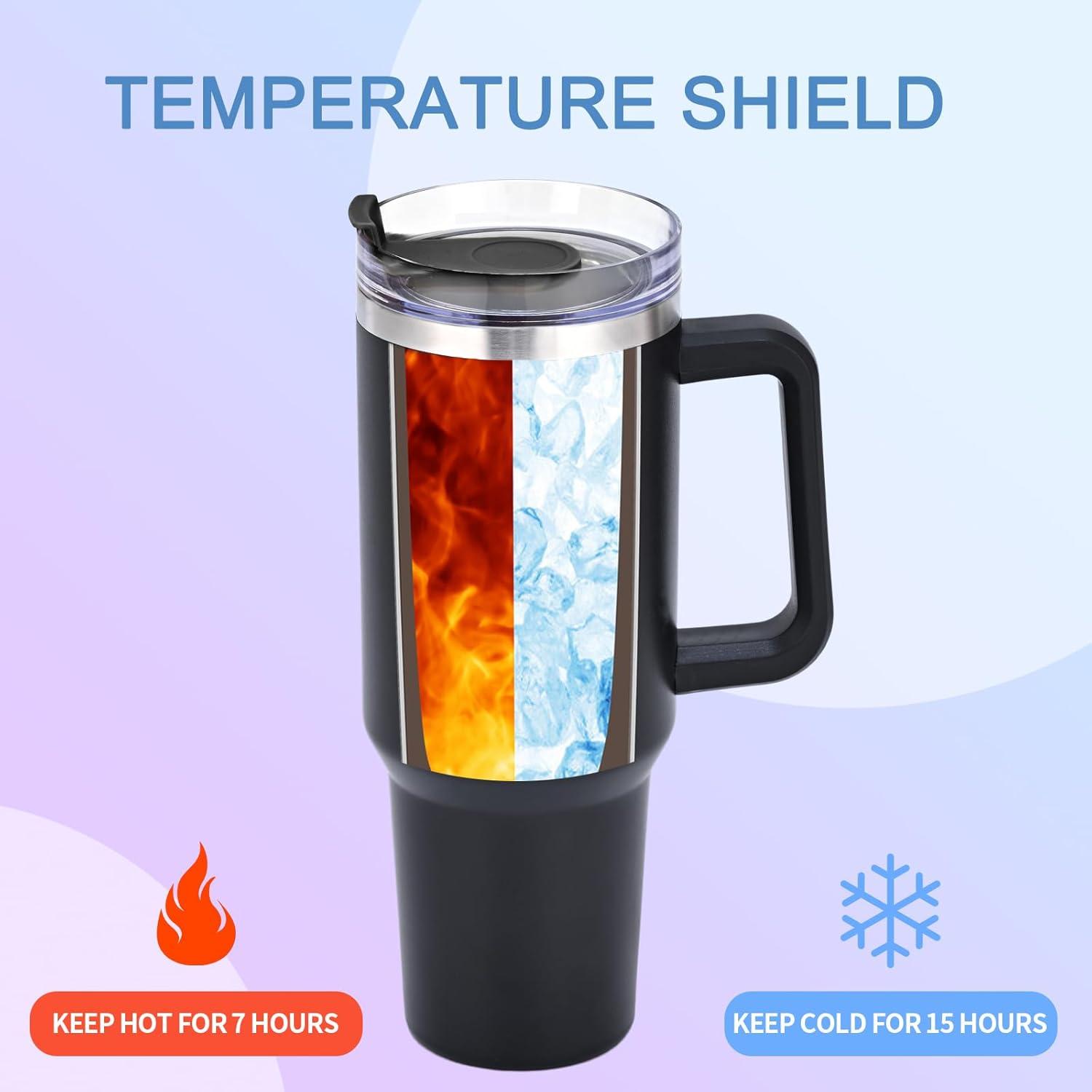 Trinkbecher 40oz 1200ml mit Deckel Strohhalm Edelstahl Thermobecher