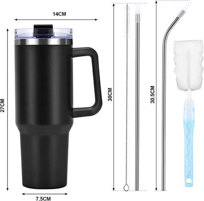 Livole 40oz Trinkbecher Edelstahl Thermobecher mit Strohhalm Henkel