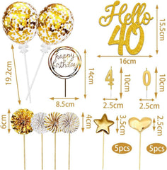 Tortendeko 40 Geburtstag Gold Deko Hello 40 Cake Topper mit
