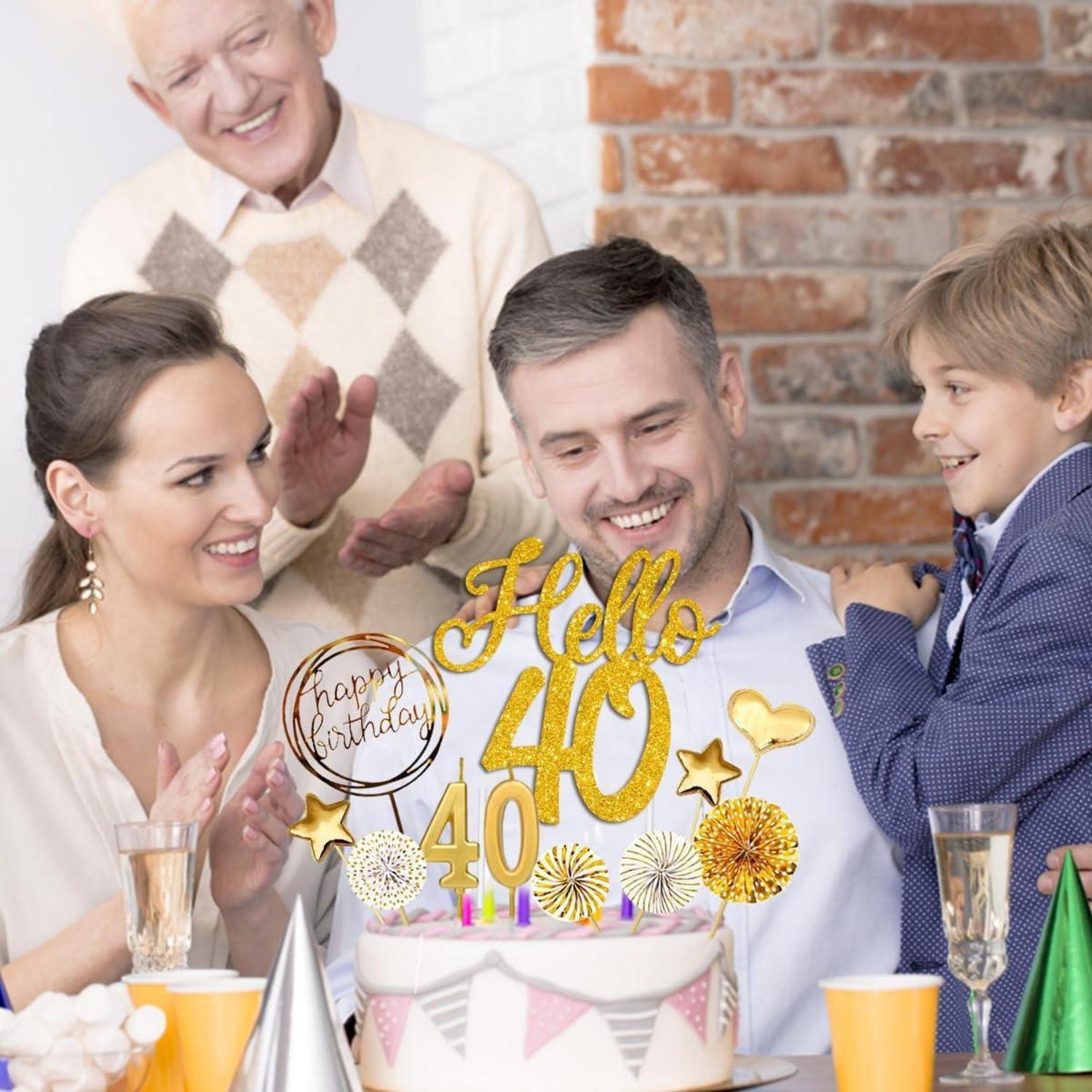 Tortendeko 40 Geburtstag Männer Frauen 20 Pcs Gold Deko Hello 40 Cake Topper Geburtstagskerzen Kaufland