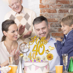 Tortendeko 40 Geburtstag Männer Frauen 20 Pcs Gold Deko Hello 40 Cake Topper Geburtstagskerzen Kaufland
