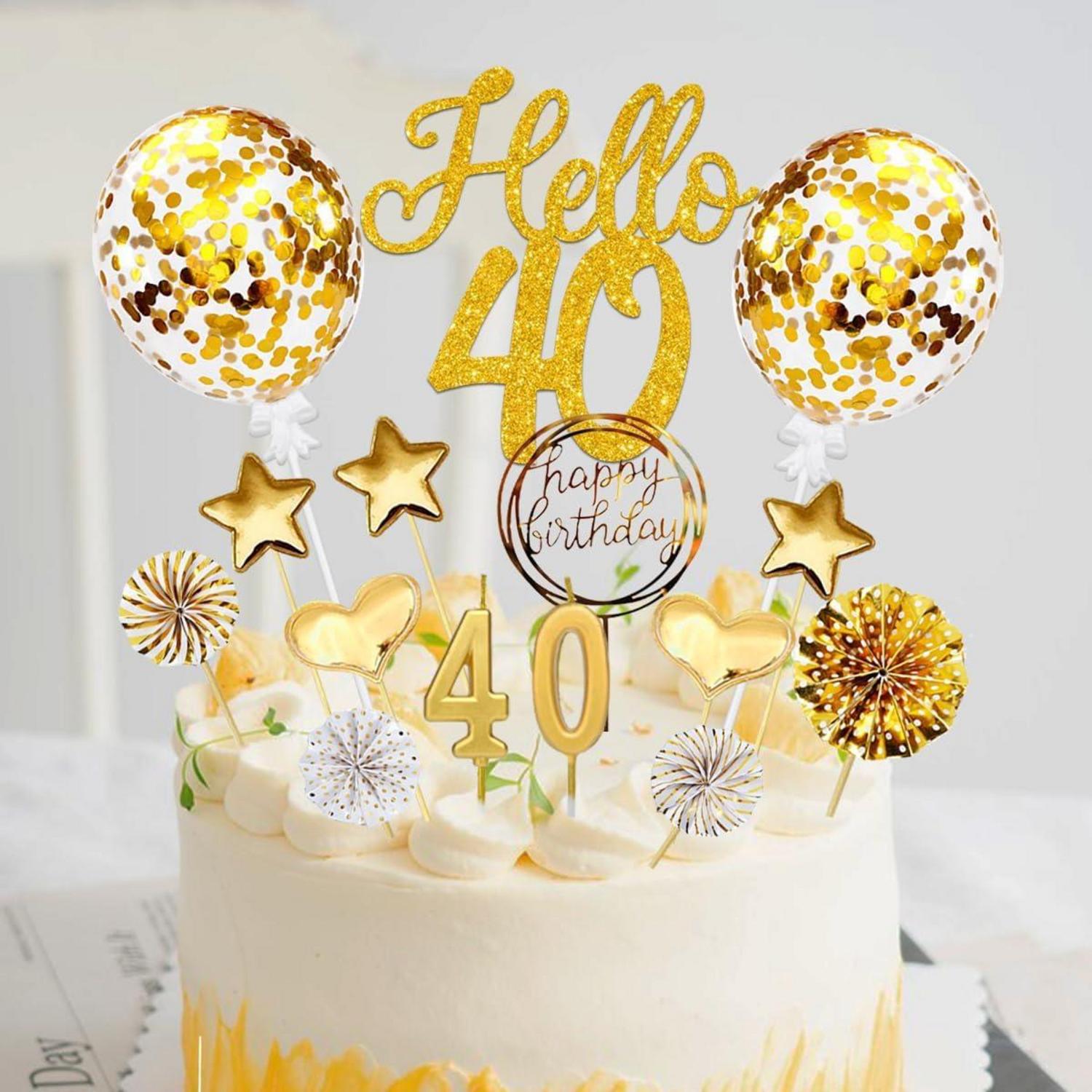 40. Geburtstag Tortendeko Set Gold Hello 40 Cake Topper 20