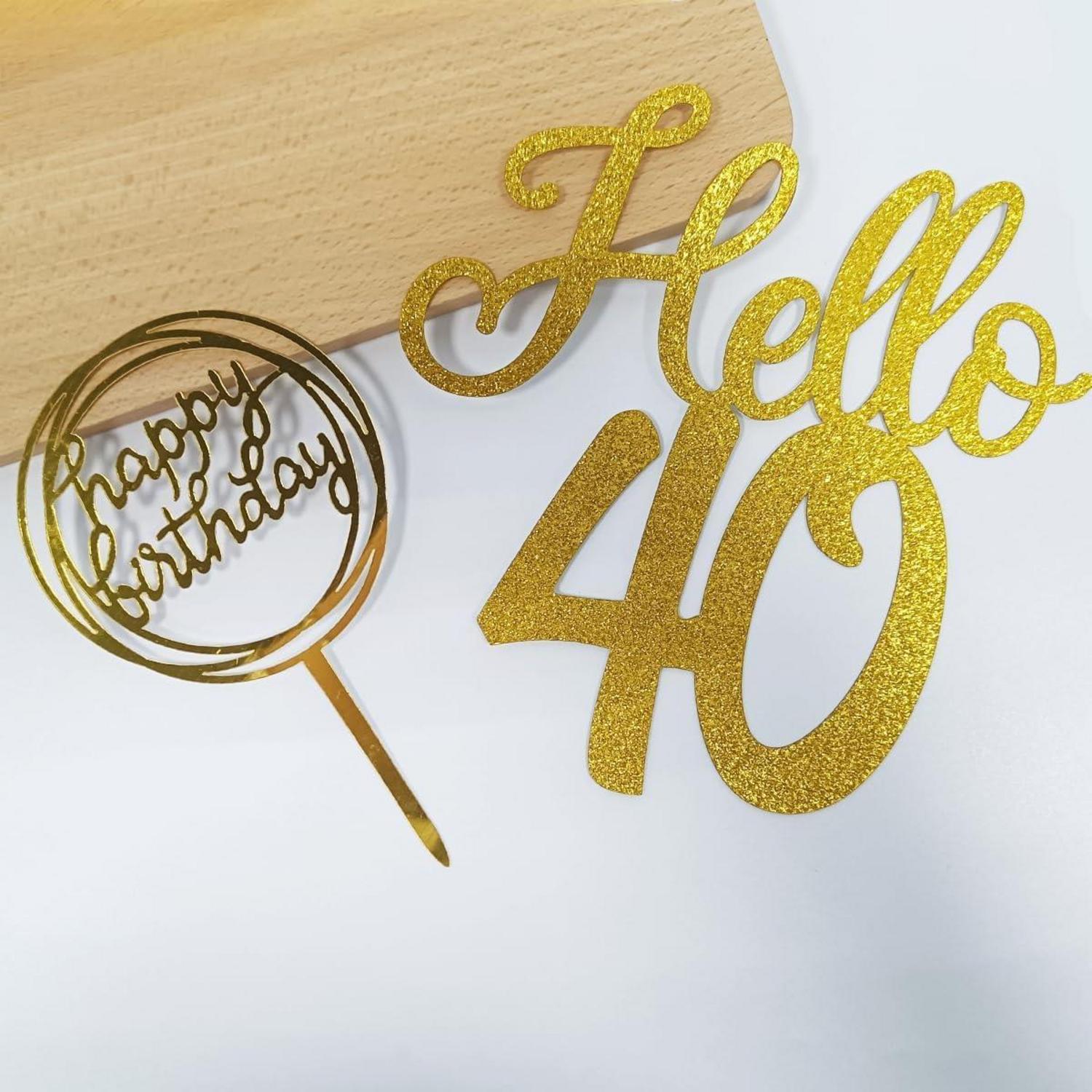 Tortendeko 40 Geburtstag Gold Deko Hello 40 Cake Topper