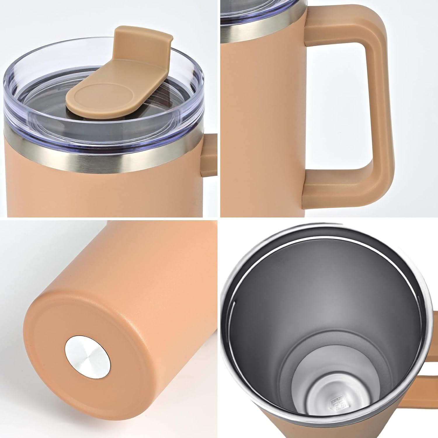 Trinkbecher 40oz 1200ml Edelstahl Thermobecher Deckel Strohhalm