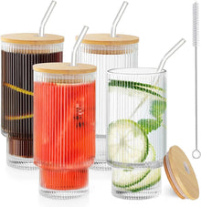 Cocktail Gläser Set 350ml mit Strohhalm Deckel Bürsten