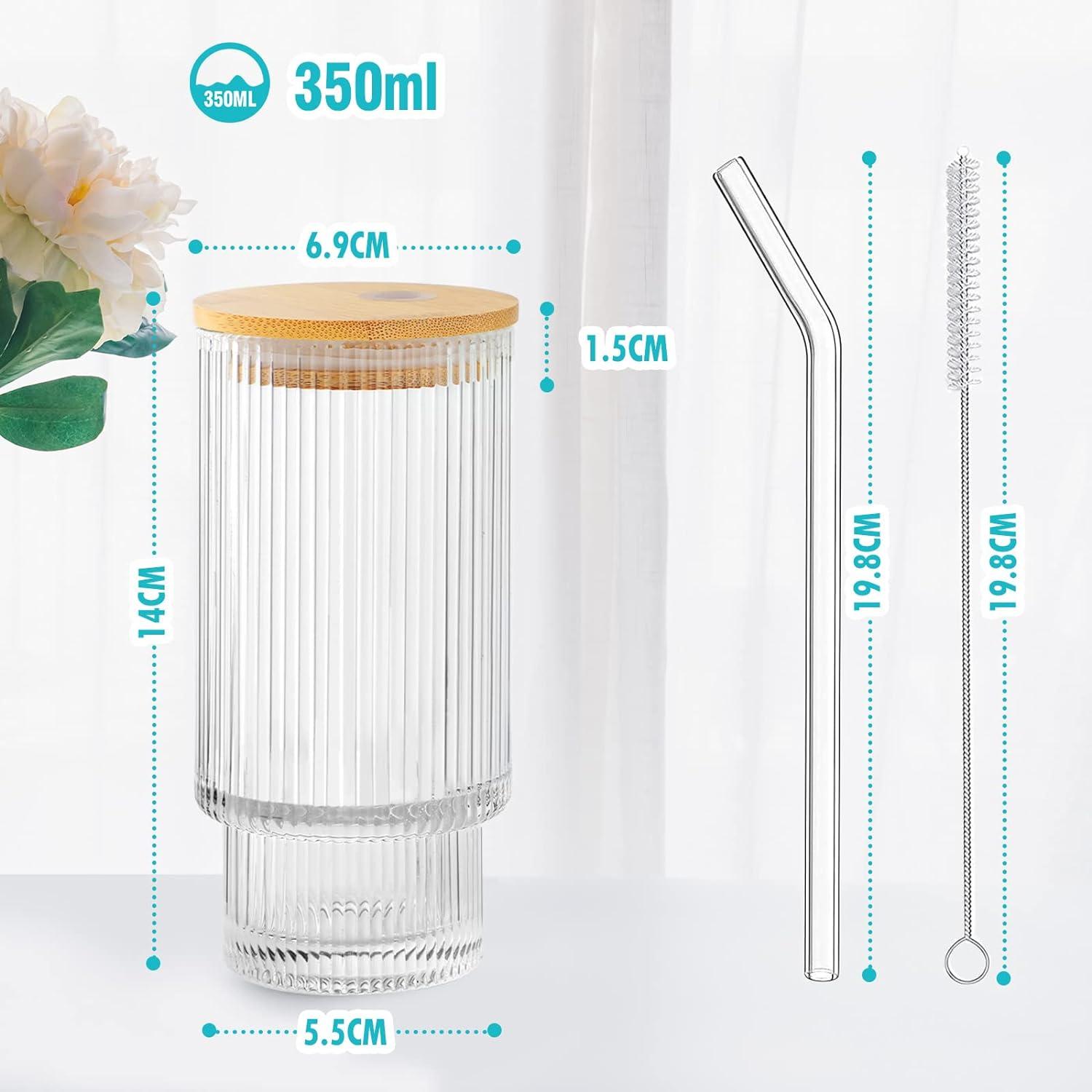 Cocktail Gläser Set 350ml mit Strohhalm Deckel Bürsten