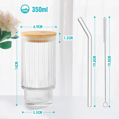 Cocktail Gläser Set 350ml mit Strohhalm Deckel Bürsten