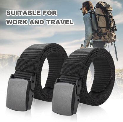 Herren Gürtel 2er Pack Nylon Arbeit Reise Canvas Belt Schwarz