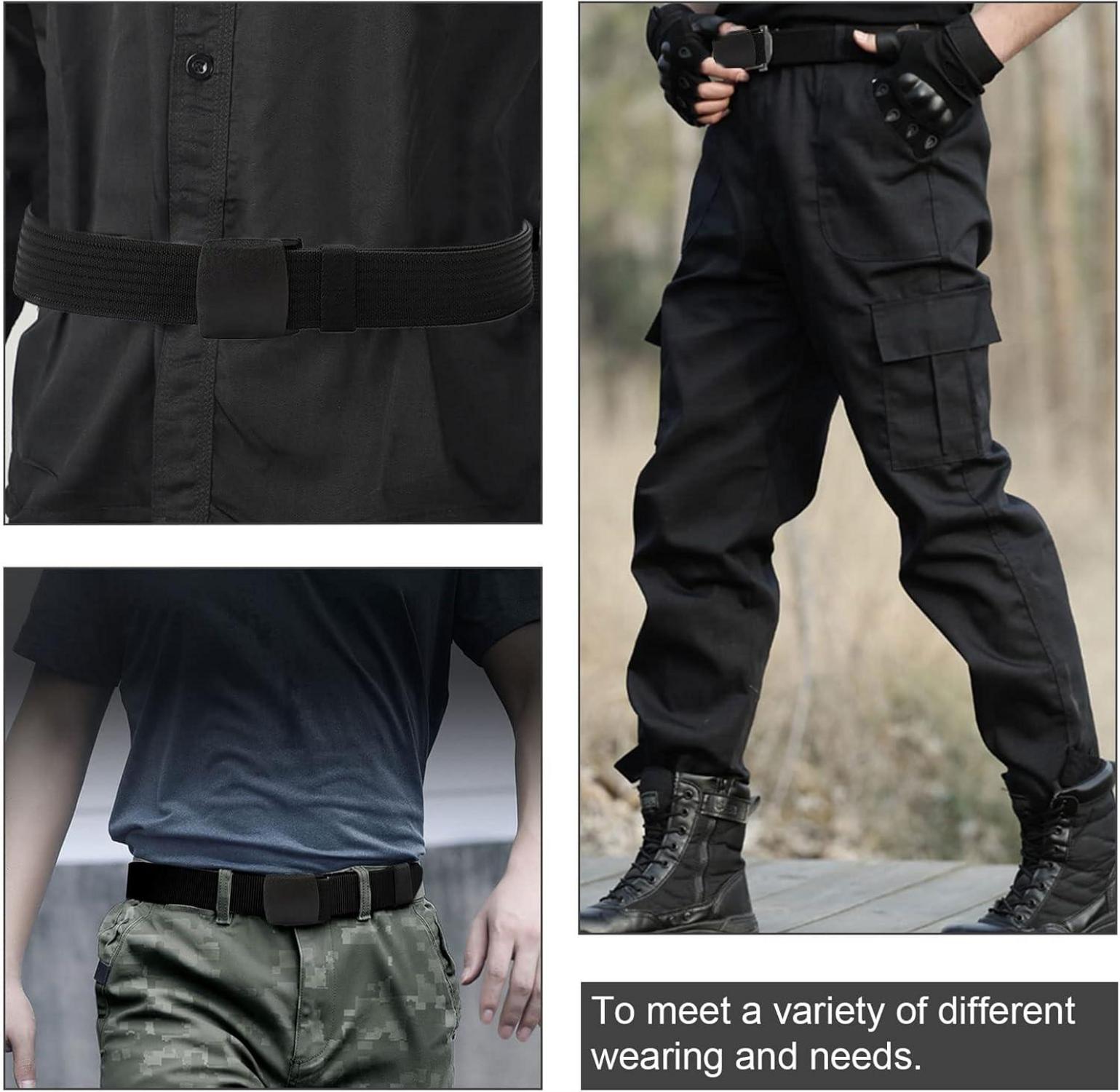Herren Gürtel 2er Pack Nylon Arbeit Reise Canvas Belt Schwarz