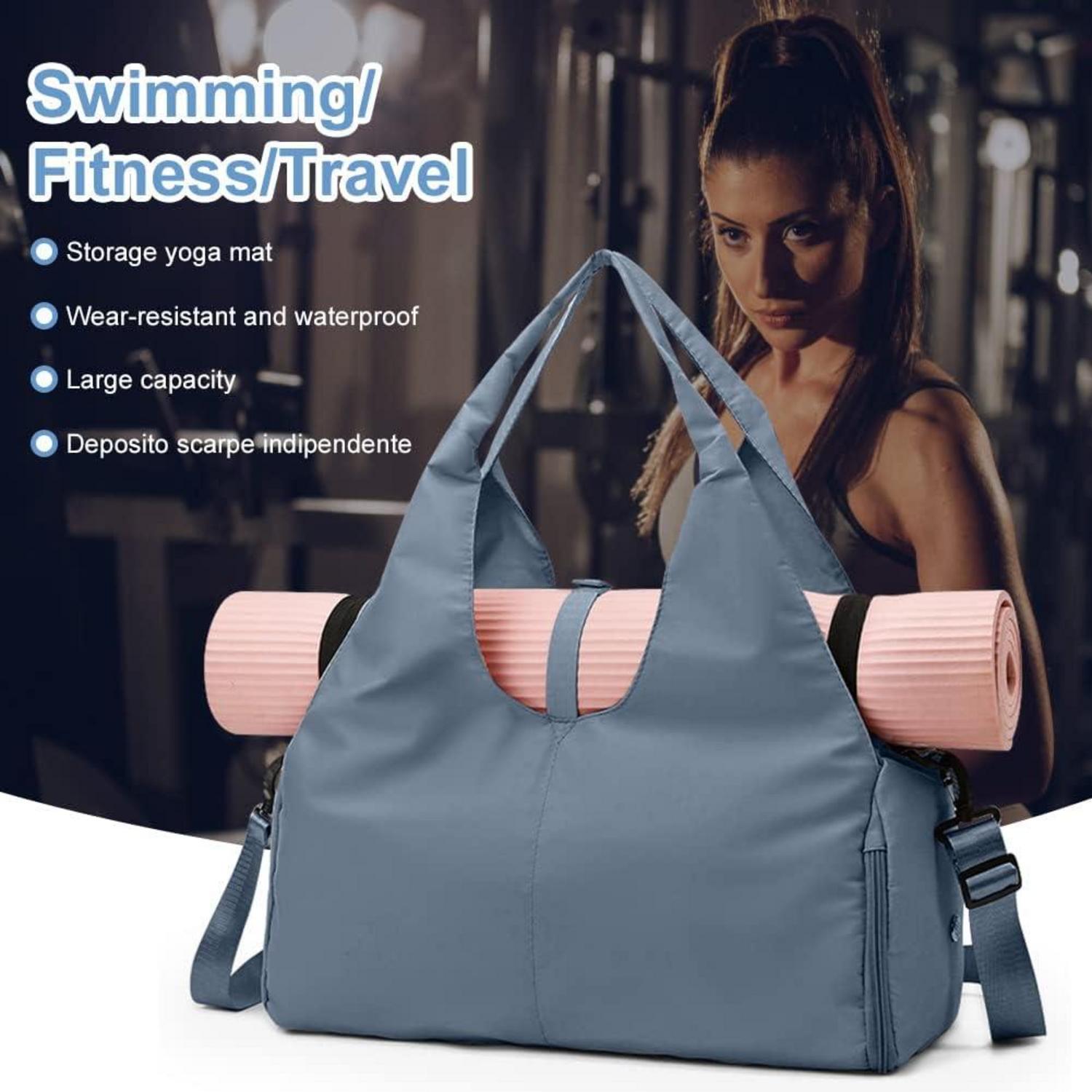 Yogatasche Sporttasche Reisetasche mit Schuhfach und Nassfach Blau