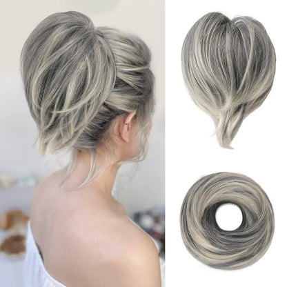 Synthetisches Haarteil Hair Extensions Dunkelgrau 20cm