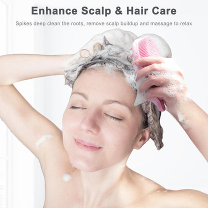 2er-Pack Silikon-Körperschrubber Körperbürste Shampoo-Bürste Schwarz-Rosa