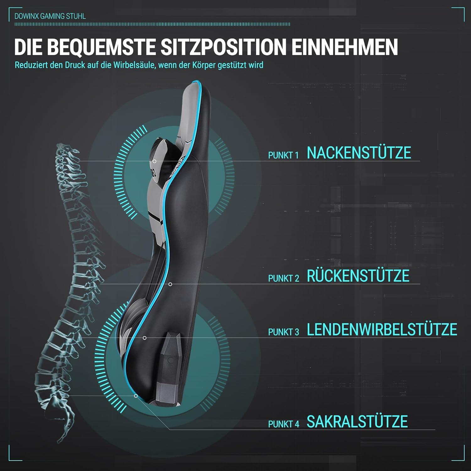 Gaming Stuhl Bürostuhl mit Hoher Belastbarkeit PU Leder 4D Armlehnen