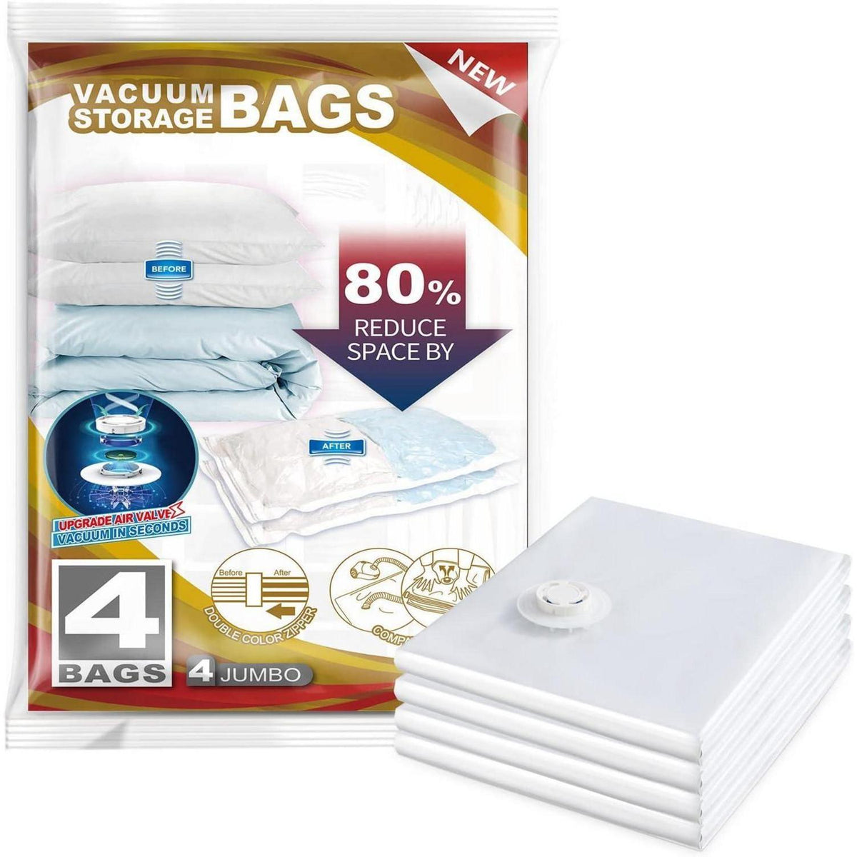 Vakuumbeutel Jumbo XXL – 4er Set für Bettwäsche & Kleidung
