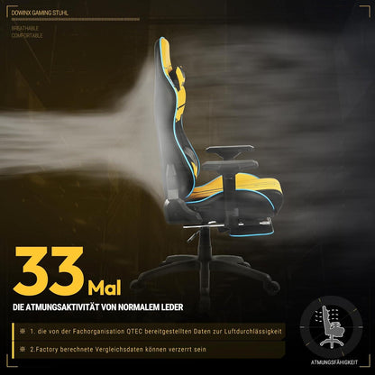 Dowinx Gaming Stuhl Bürostuhl PU Leder 4D Armlehnen Gelb