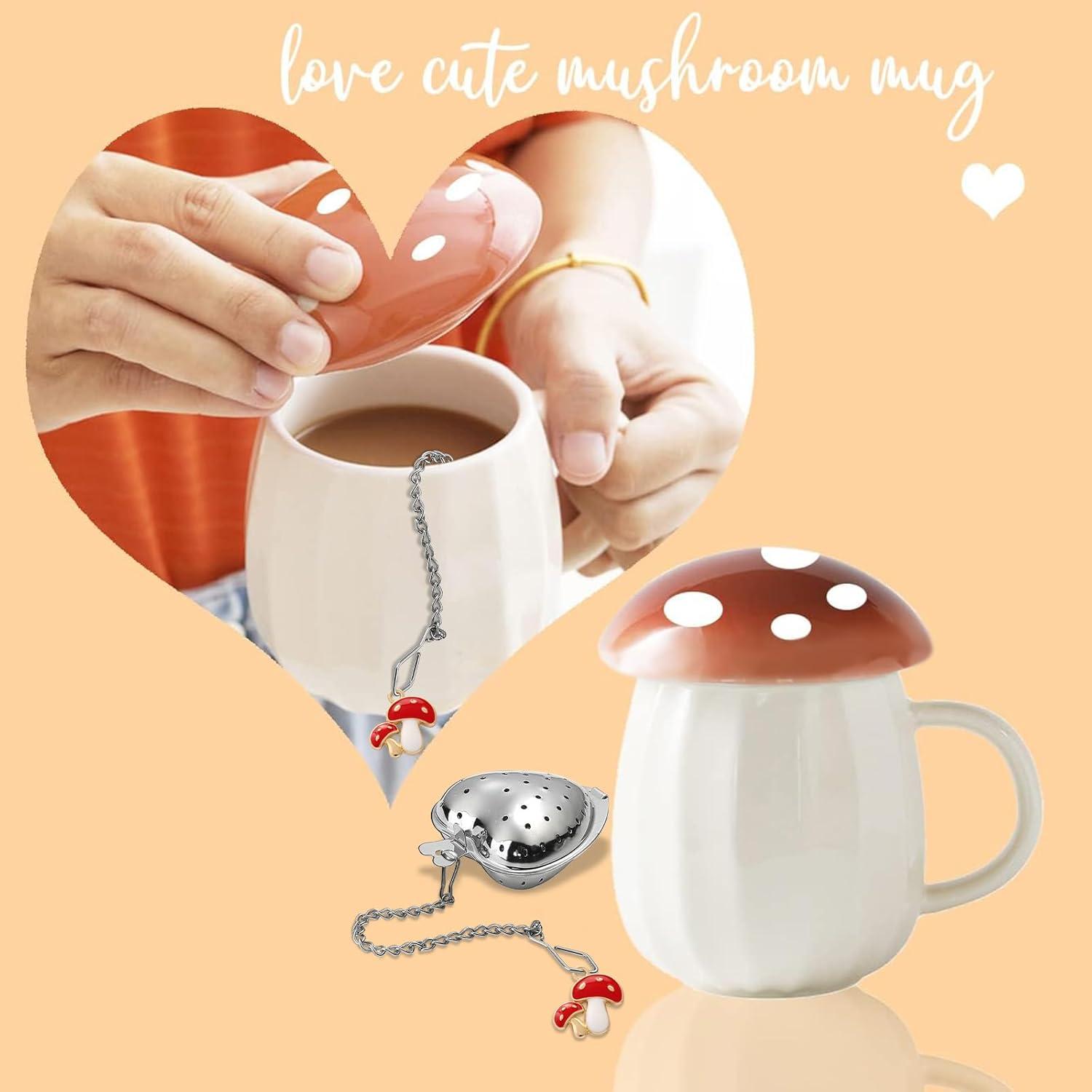 Niedliche Pilz Kaffee Tassen Set mit Deckel für Mädchen