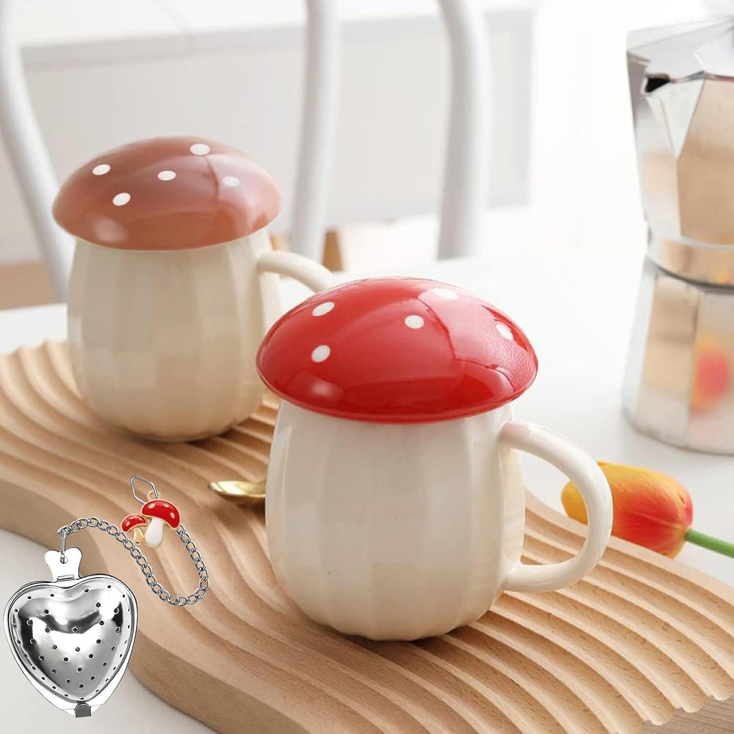 Kawaii Pilztasse mit Deckel Geschenk Mädchen Frauen