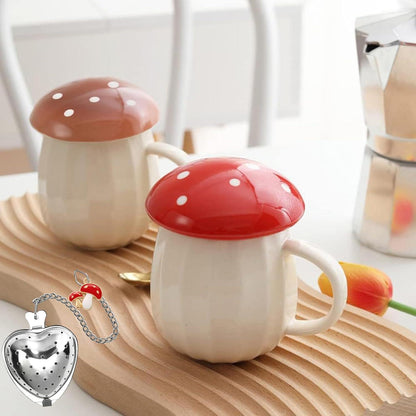 Kawaii Pilztasse mit Deckel Geschenk Mädchen Frauen