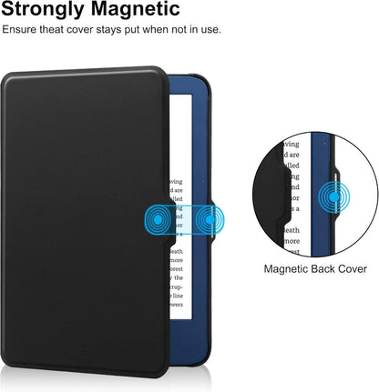 HGWALP Hülle für All-New Kindle 2022 - PU Leder Schutzhülle, Auto Sleep/Wake - Schwarz