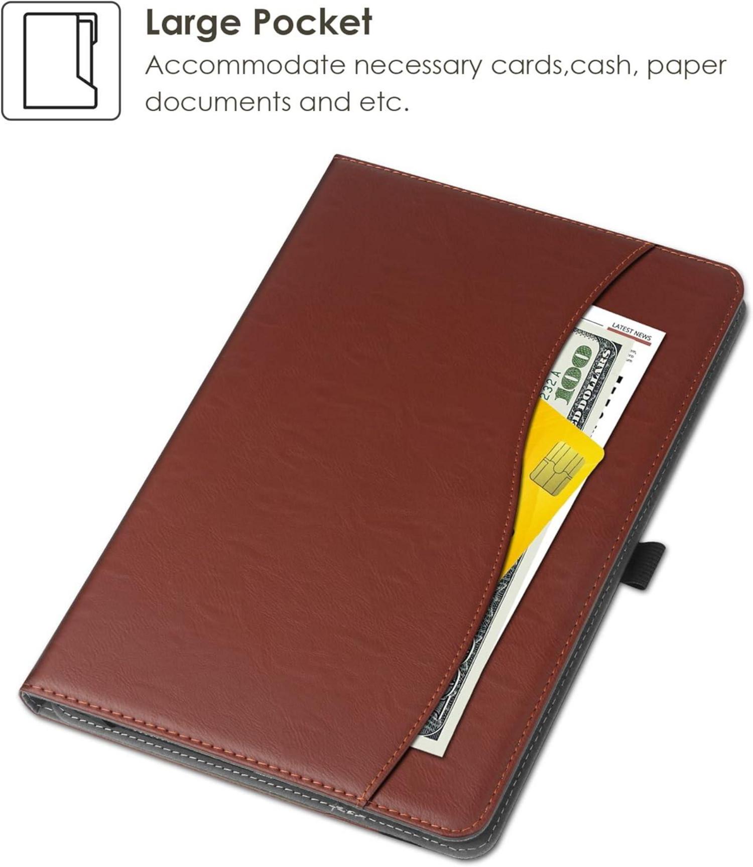 Universal PU Leder Stand Folio Hülle für 9-10.5 Zoll Tablet Handschlaufe - Braun