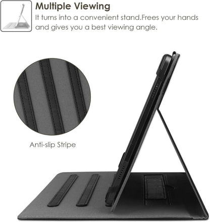 Universal Tablet Hülle 9-10.5 Zoll PU Leder Stand Folio Handschlaufe Schwarz