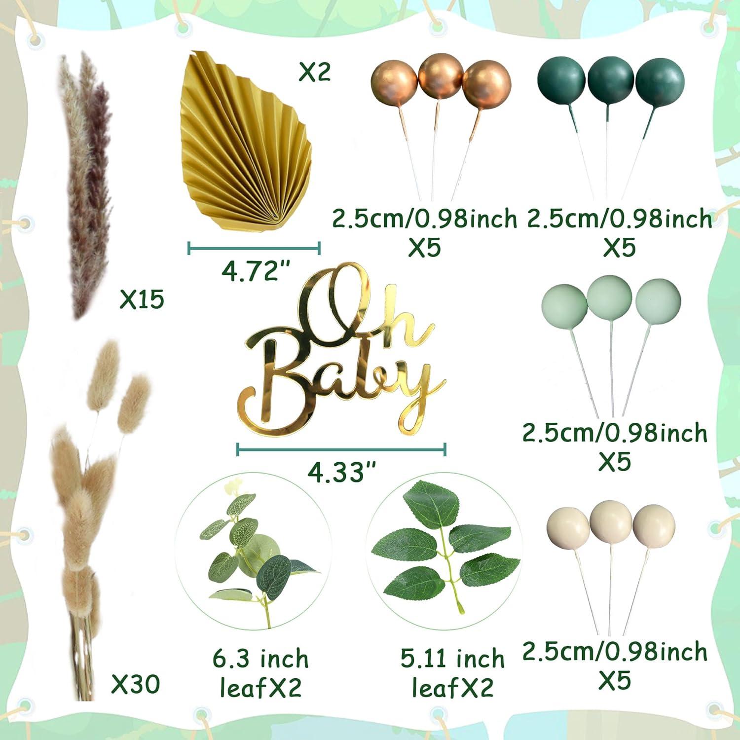 Grüne Gender Reveal Party Cake Topper Set Baby Shower Deko
