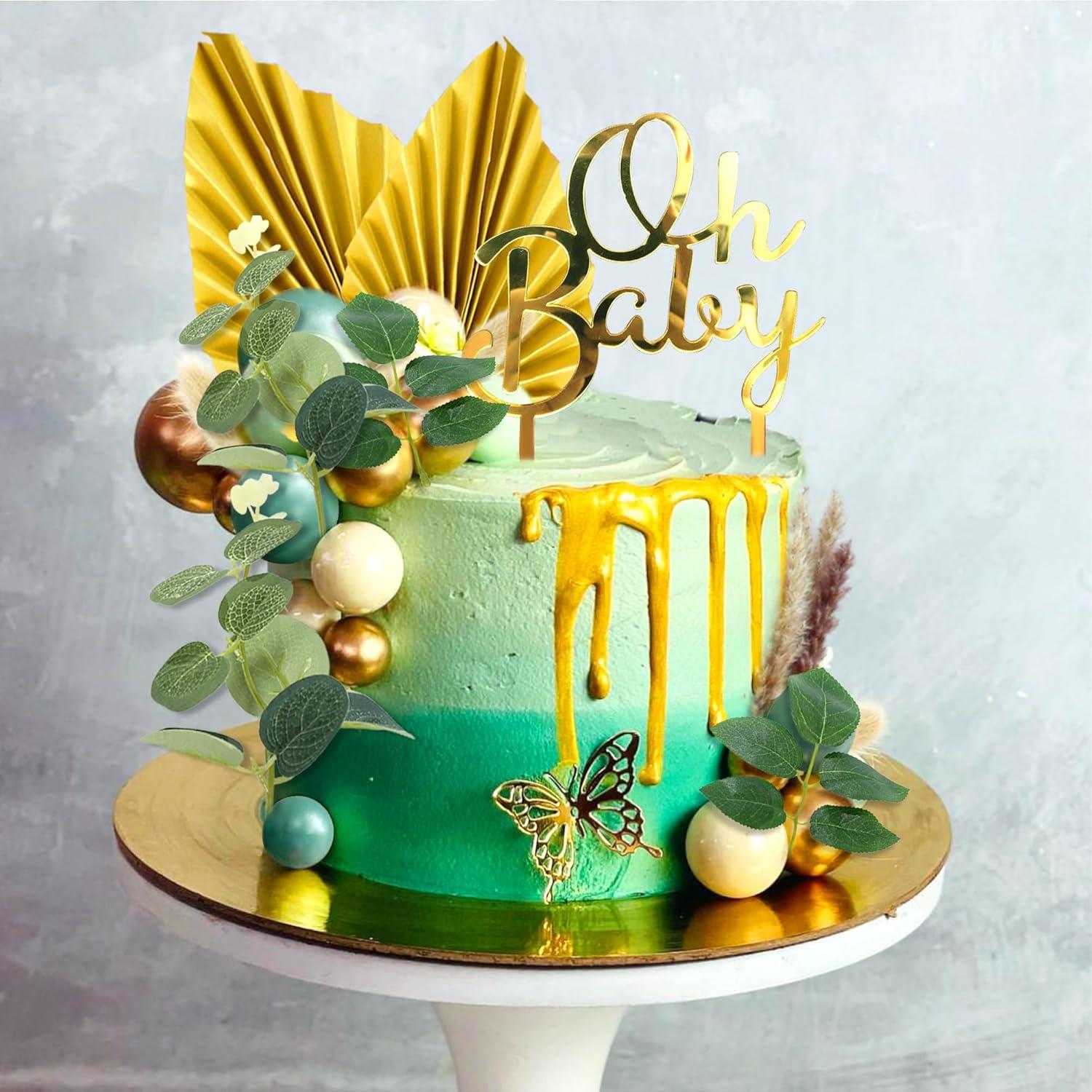GRÜN Oh Baby Kuchen Topper Gender Reveal Babyparty Tortendeko