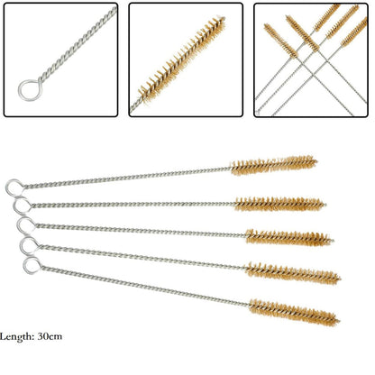 6er Set Messingdrahtbürsten 8-25mm flexibel mit langem Griff