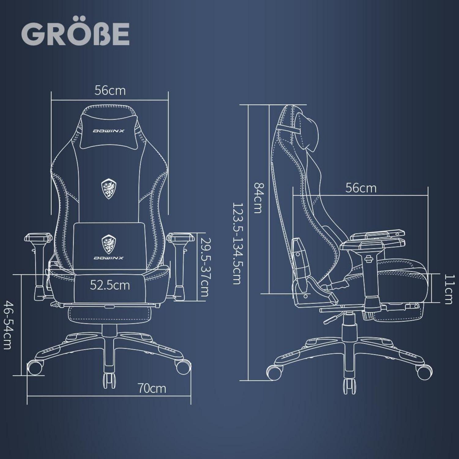 Gaming Stuhl Bürostuhl mit 4D Armlehne und Fußstütze