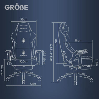 Gaming Stuhl Bürostuhl mit 4D Armlehne und Fußstütze