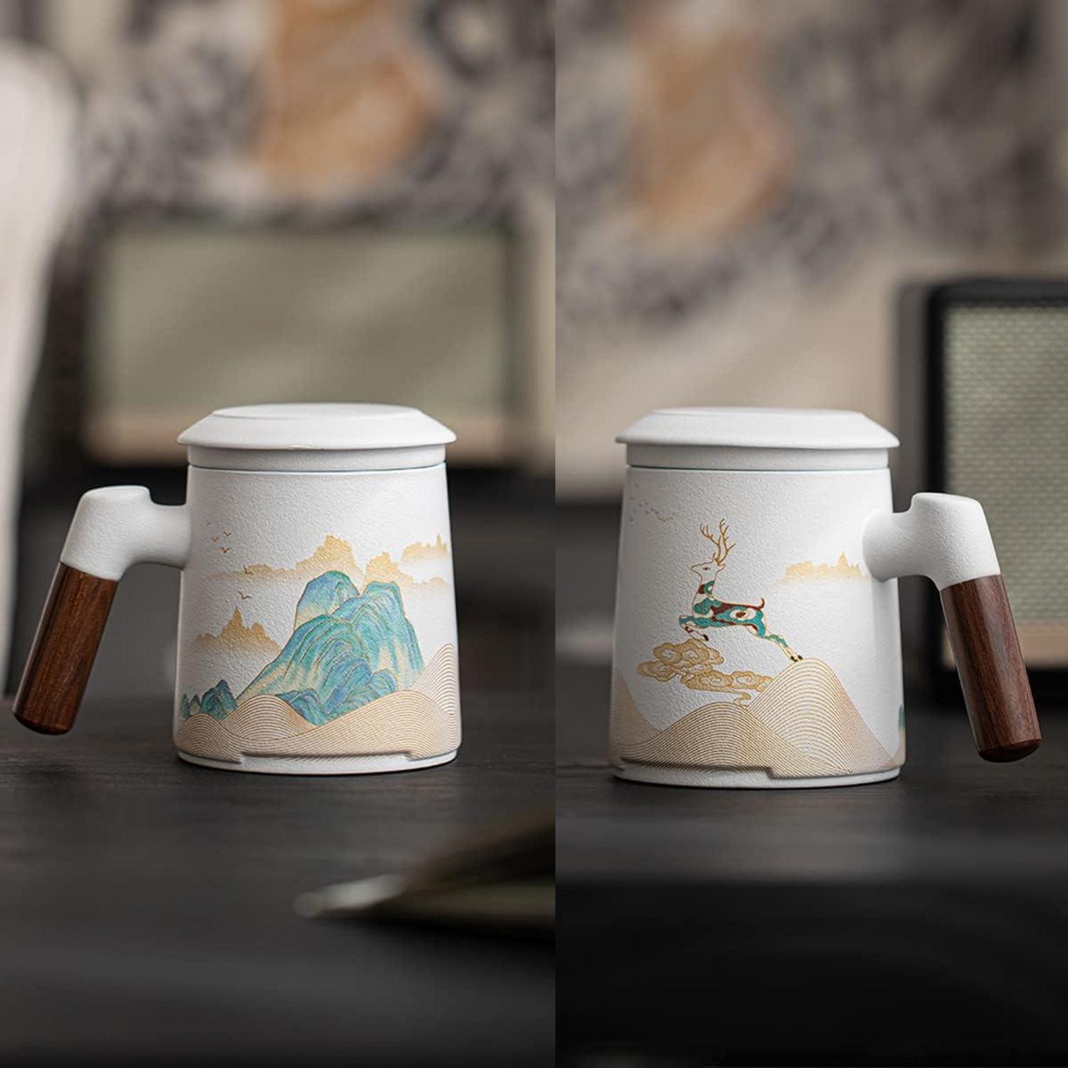 Keramik Teetasse mit Teesieb und Deckel für Familie und Freunde 400ML