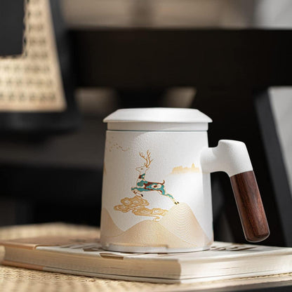 Hanbosym Keramik Teetasse mit Teesieb und Deckel 400ml