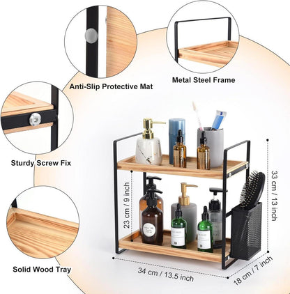 Badezimmer-Organizer mit Korb und Aufbewahrung, Hautpflege-Organizer