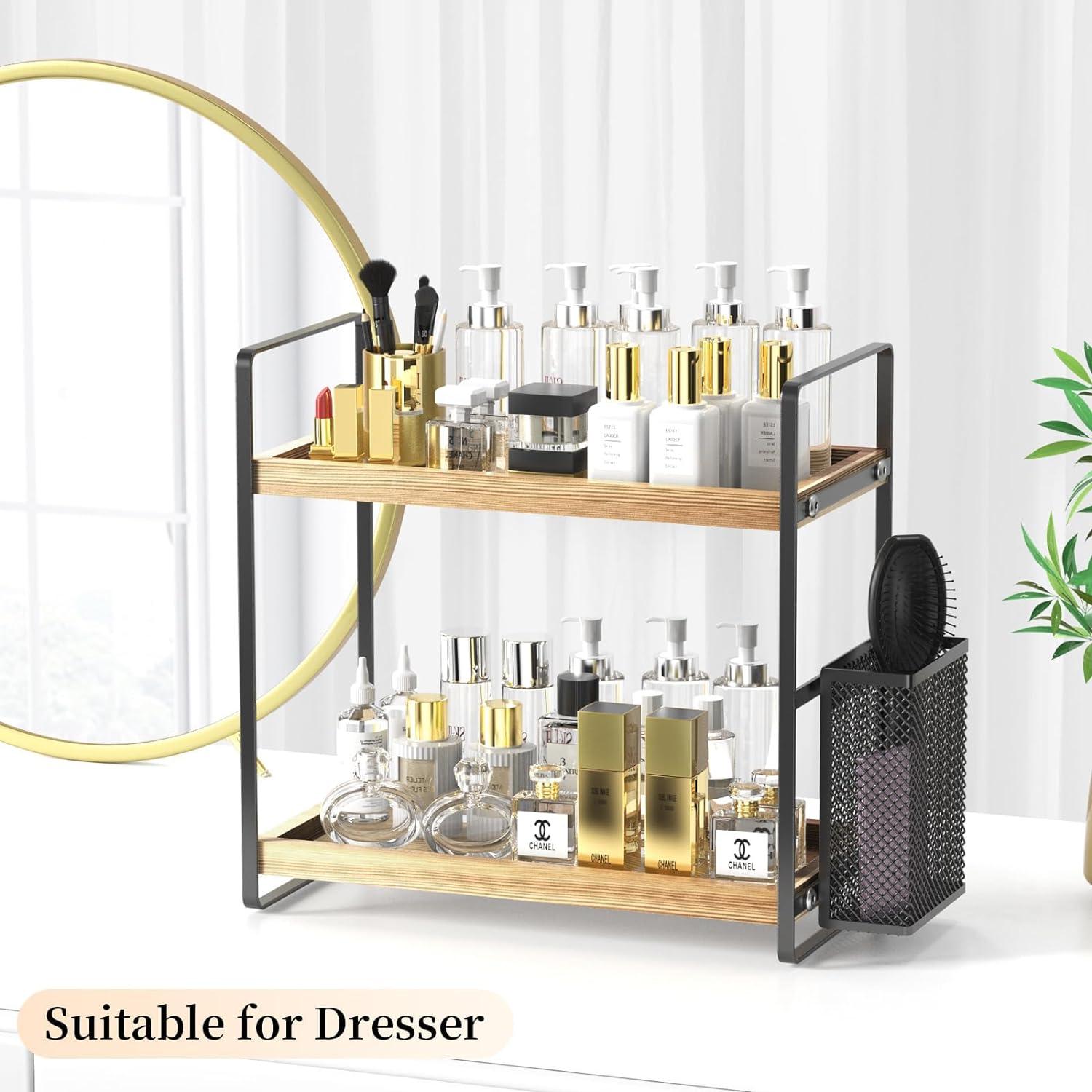 LEMIKKLE Badezimmer-Organizer mit Korb und Aufbewahrung, Hautpflege-Organizer für Schminktisch und Badezimmer