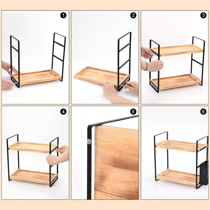 Holz Badezimmer-Organizer mit Korb, Hautpflege-Aufbewahrung, Schminktisch