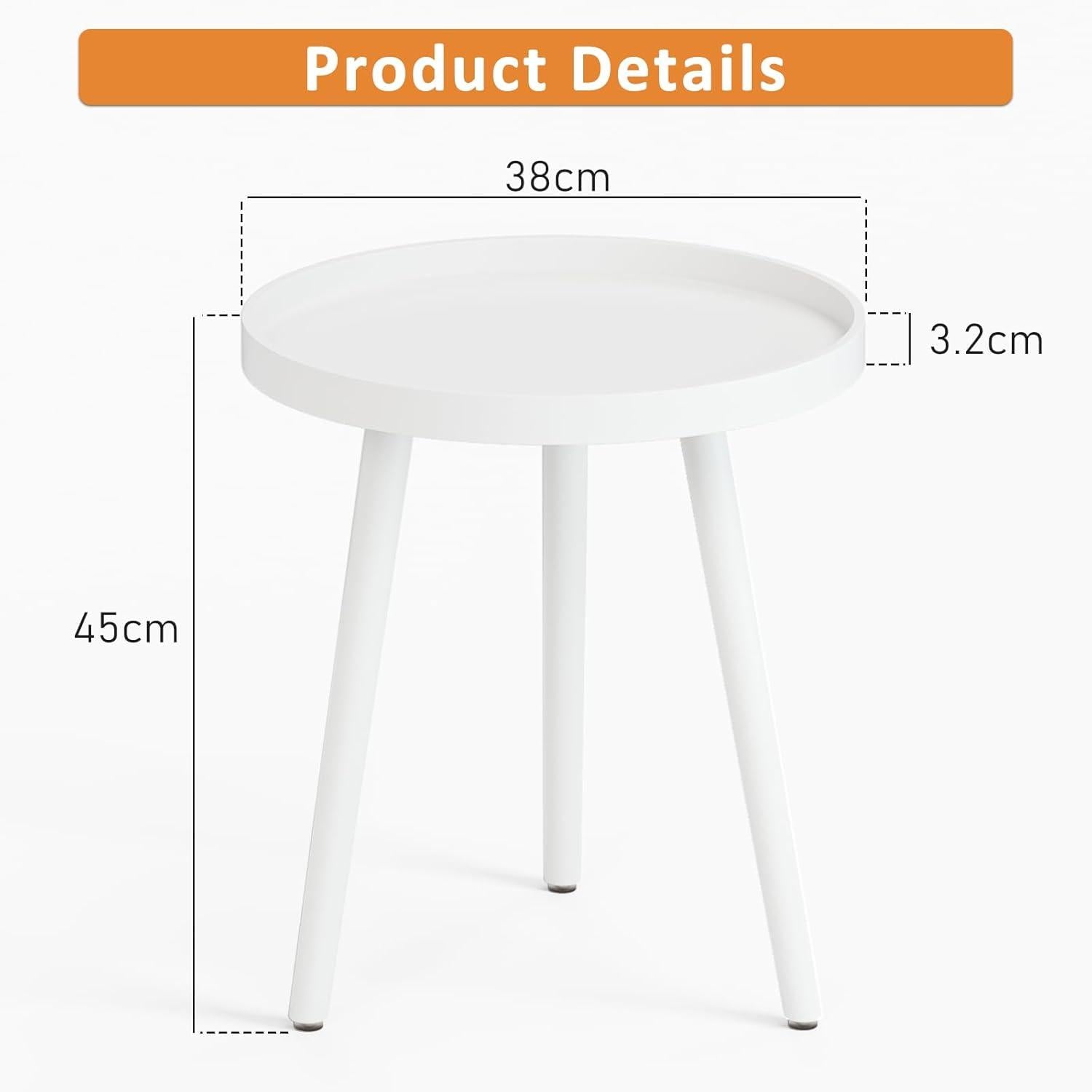 Beistelltisch Weiss Rund Skandinavischer Stil 38x45cm