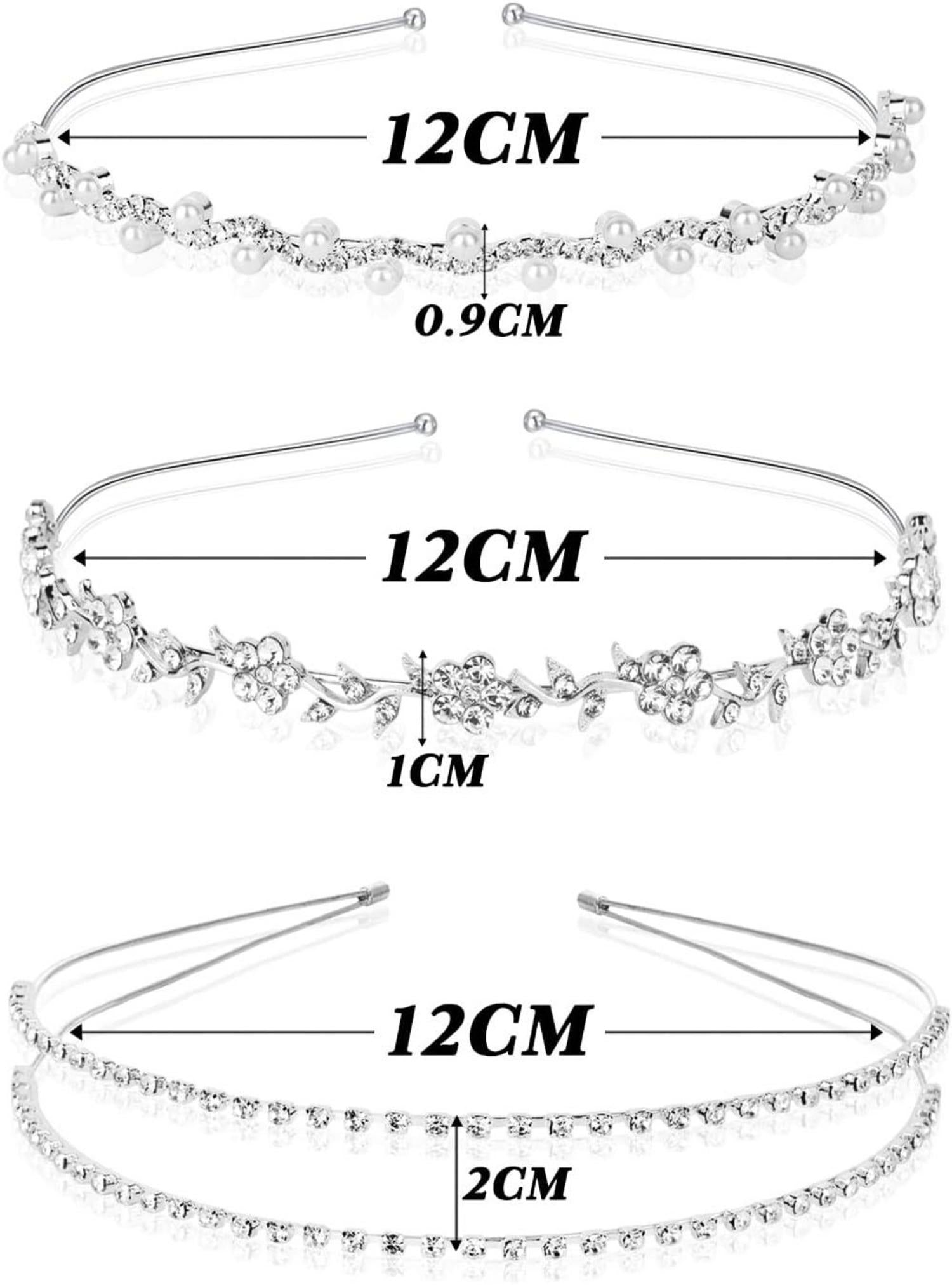 Braut Stirnband 3 Stk Perlen Strass Haarreif Damen Mädchen