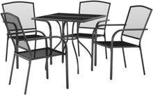 Garten Essgruppe 5-TLG. Tisch 4 Stühle Stapelbar Stahl